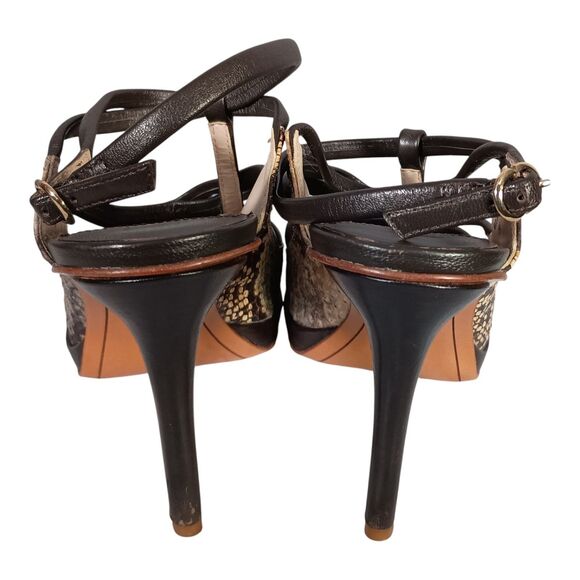 10 Crosby Derek Lam Pumps Shoes Heels Strappy Animal Pring Open Toe Womens 10 - Picture 8 of 10